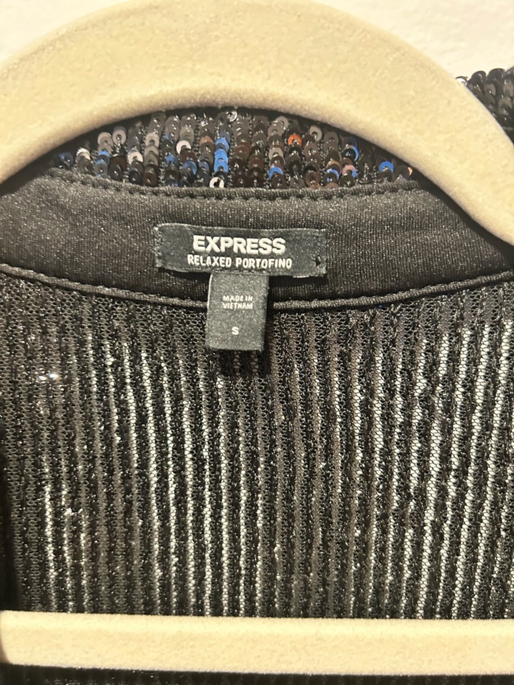 Express Black Sequined Ribbed button down shirt - Picture 4 of 8
